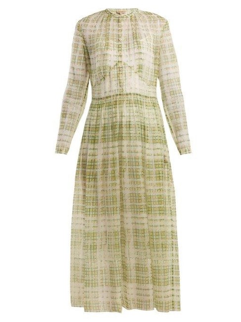Burberry Yellow Adela Scribble Checked Long Casual Maxi Dress10 M