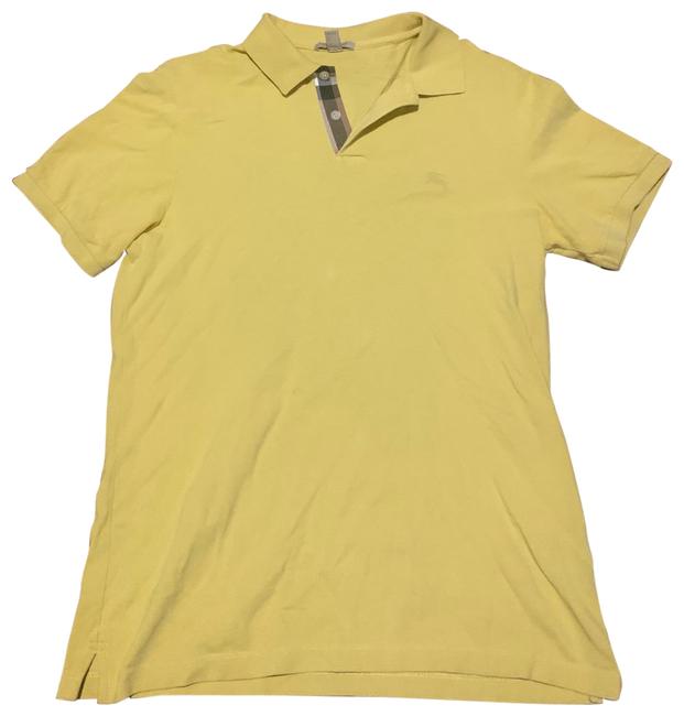 Burberry Yellow Brit Mens Sleeve Nova Check Placket Polo Tee Shirt12 L