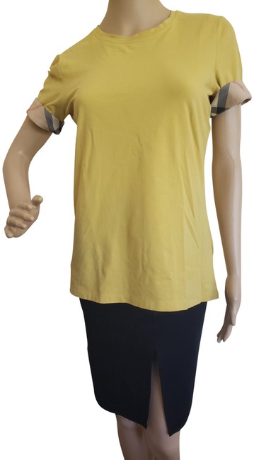 Burberry Yellow Brit Nova Check Trim Sleeve Tee Shirt8 M