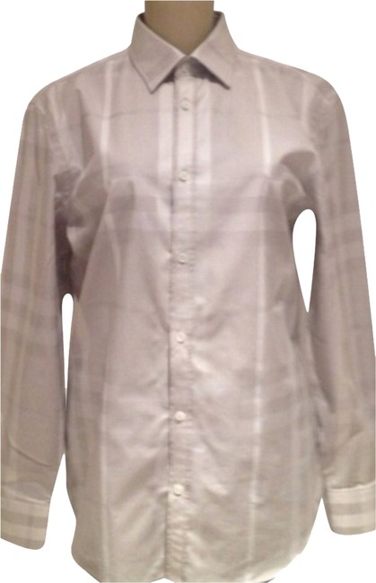 Mens Burberry Beige Check Button Down Shirt
