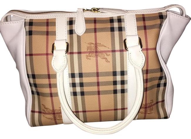 Burberry 2195455 White LeatherCanvas Cross Body Bag