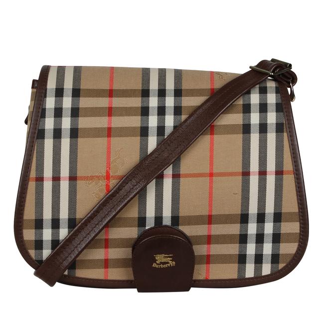 Burberry 6974 Brown Canvas Cross Body Bag