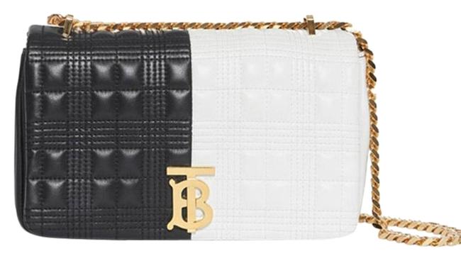 Burberry 80212091 BlackWhite Lambskin Cross Body Bag