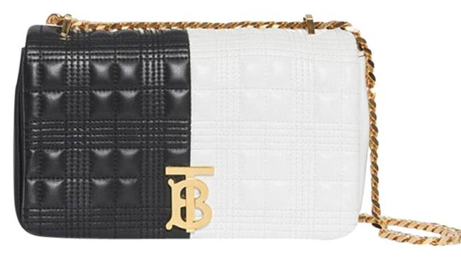 Burberry 80212091 BlackWhite Lambskin Leather Cross Body Bag