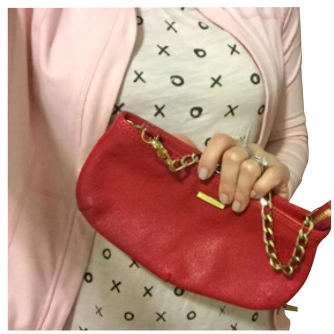 Burberry Anabel Haymarket Red Leather Clutch