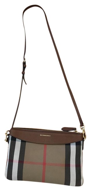 Burberry And Leather Check Canvas Cross Body Bag