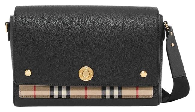 Burberry Vintage Check Note Black Calfskin Leather Cross Body Bag