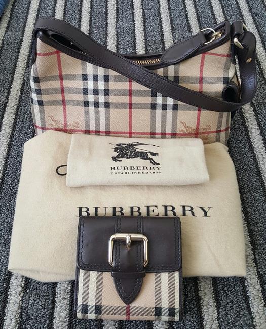 Burberry And Wallet Set Classic Canvas Hobo Bag