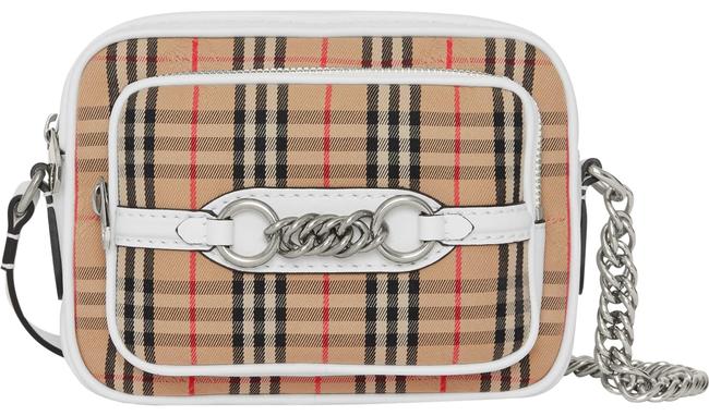 Burberry Antique YellowChalk White Vintage Check Link Camera Cross Body Bag