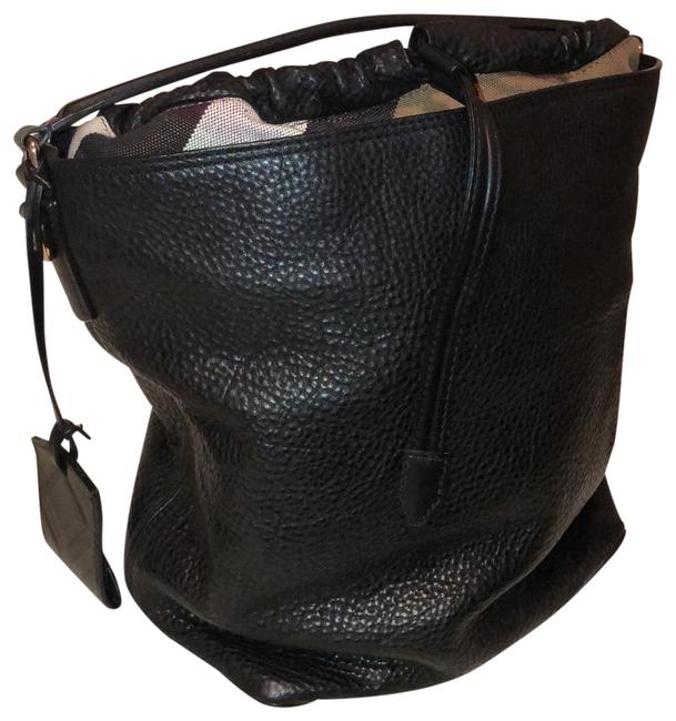 Burberry Ashby Black Pebbled Leather Hobo Bag