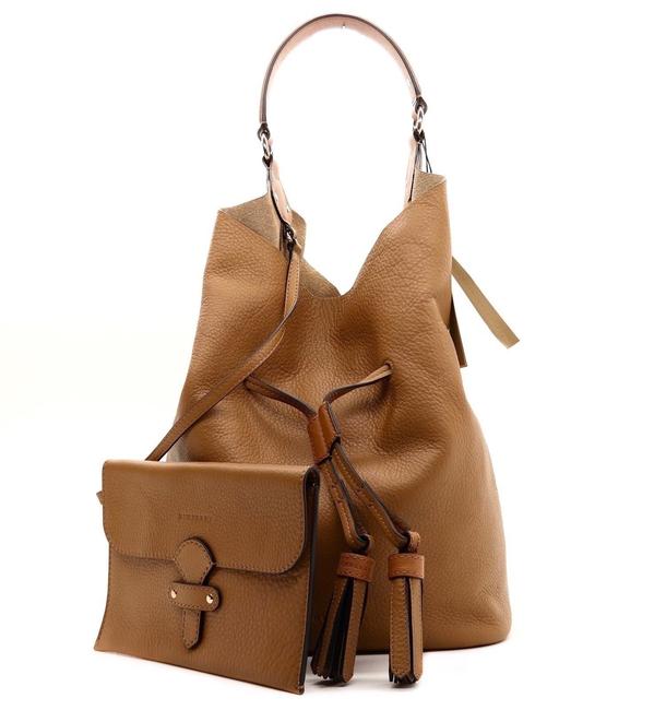 Burberry Ashby Brown Leather Hobo Bag