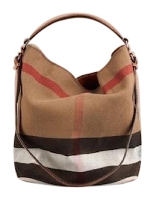 Burberry Bucket Ashby Canvas Check Hobo Bag