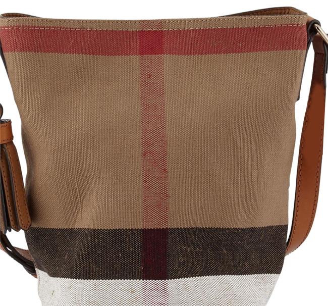 Burberry Crossbody Ashby Canvas Check Small Saddle Brown Hobo Bag