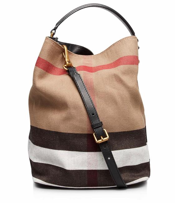 Burberry Ashby Medium Black Canvas Hobo Bag