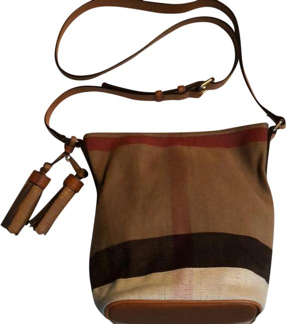 Burberry Ashby Tan Canvas and Leather Cross Body Bag