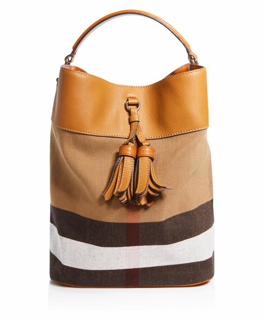 Burberry Ashby Tassel Saddle Brown Canvas Hobo Bag