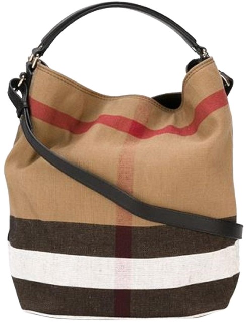 Burberry Ashby The Medium 3945726 Black Canvas Leather Hobo Bag