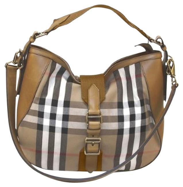 Burberry Ashwood Medium House Check Brown Hobo Bag