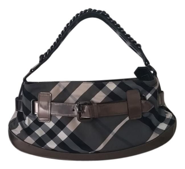 Burberry Bb Deakin Bnh:nyle0250t Dark Nickle Plaid Leather Hobo Bag