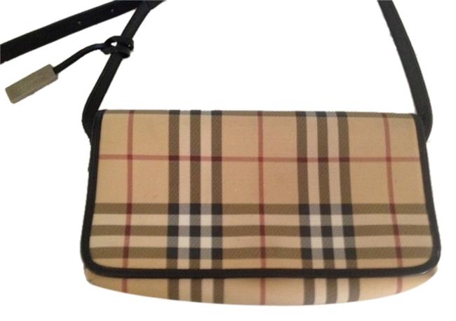 Burberry Beige Black Red and White Plaid Clutch
