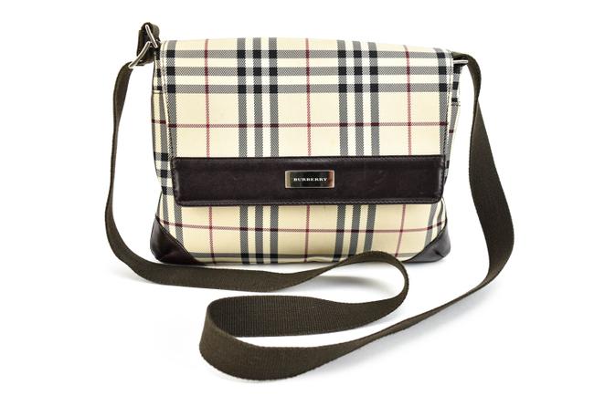 Burberry Beige Nova CheckLeather Nz ShoulderCross Body Bag