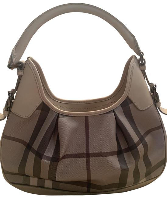 Burberry Beige Pvc Plaid Brooklyn Leather Hobo Bag