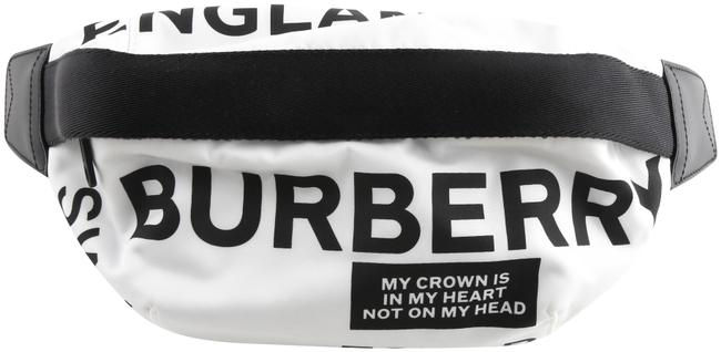 Burberry Belt Medium Logo Print White Nylon Cross Body Bag