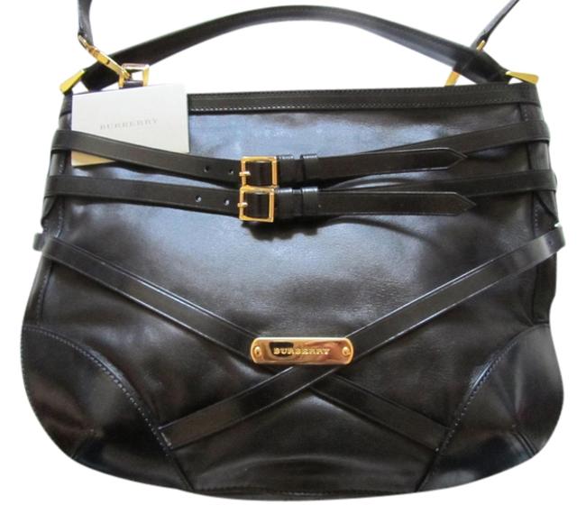 Burberry Belted Black Leather Hobo Bag