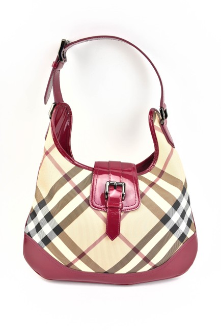 Burberry Berry Pink LeatherNova Check Medium ShoulderRy Hobo Bag