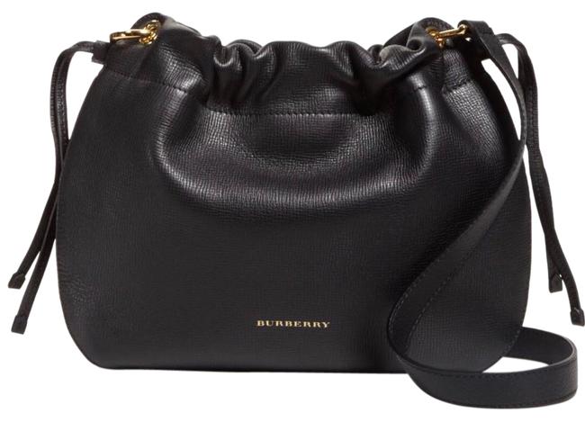Burberry Bingley Derby House Check Black Leather Cross Body Bag