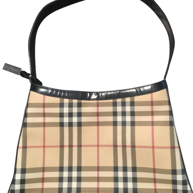 Burberry BlackTan Plaid Print Hobo Bag