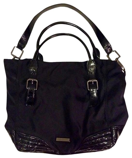 Burberry Black Calf Skin Nylon Hobo Bag