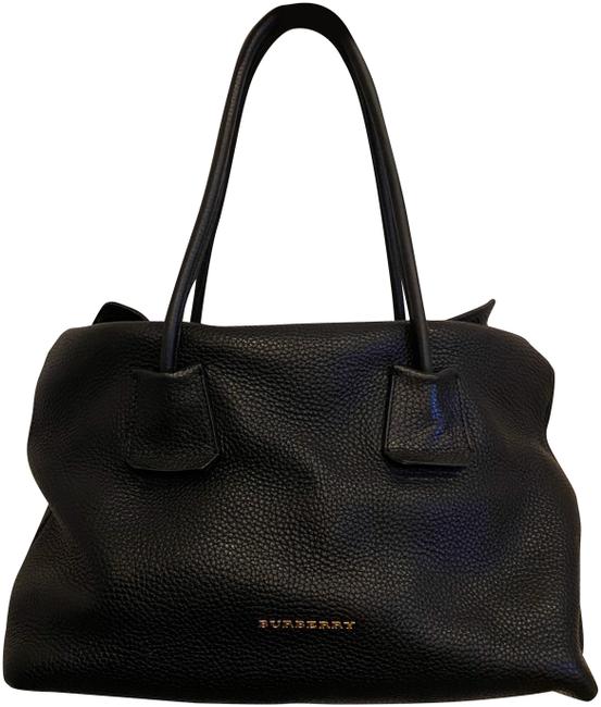 Burberry Black Calfskin Grain Leather Hobo Bag