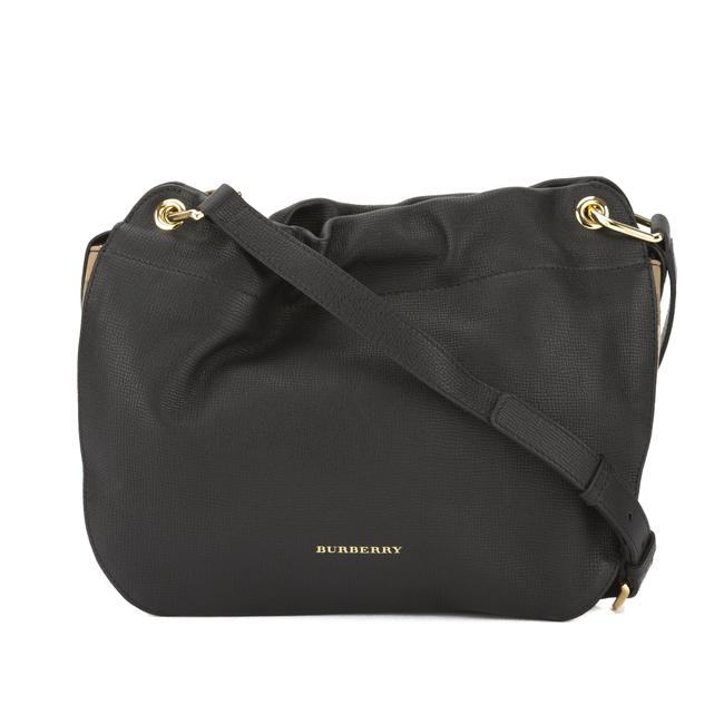 Burberry Black Grainy Leather And House Check Bingley Crossbody Bag