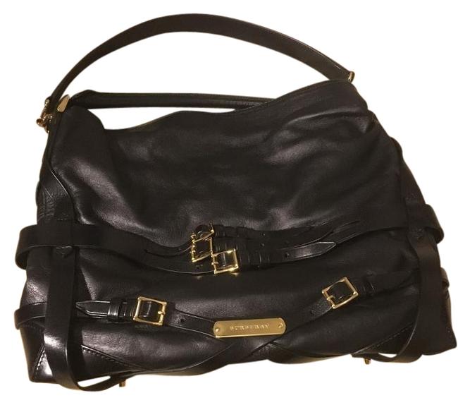 Burberry Black Lambskin Leather Hobo Bag