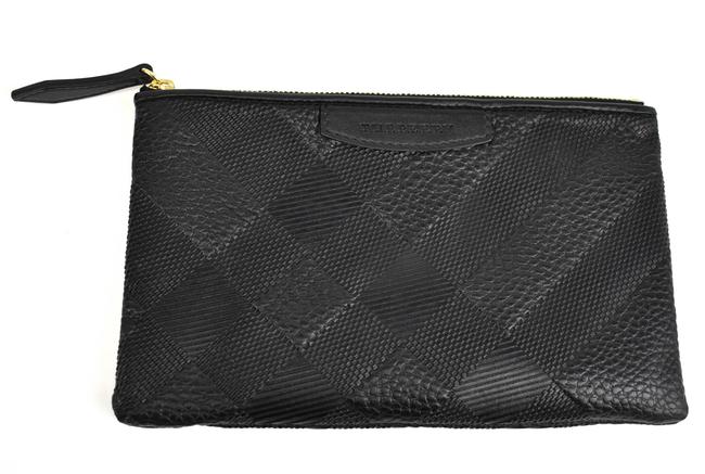 Burberry Black LeatherNova Check Evening Bag Sq Clutch