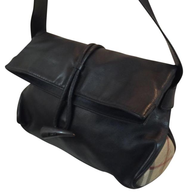 Burberry Black Leather WNova Check Hobo Bag