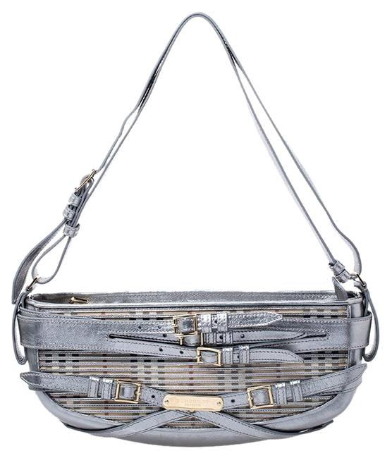 Burberry Bridle Belted Silver Leather Hobo Bag