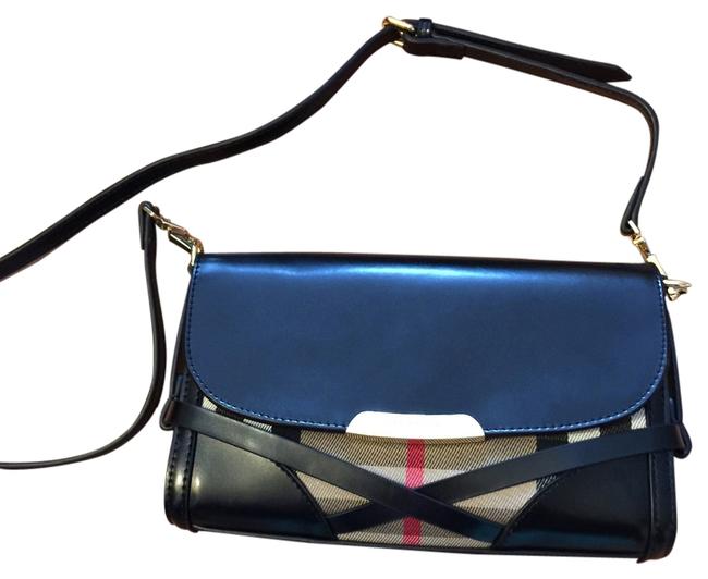 Burberry Bridle House Check Black Canvas and Leather Cross Body Bag