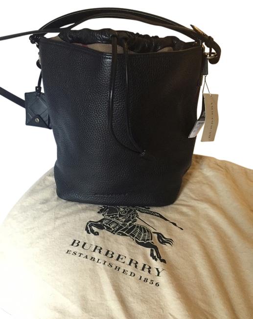 Burberry Brit Medium Susanna and Check Black Leather Hobo Bag