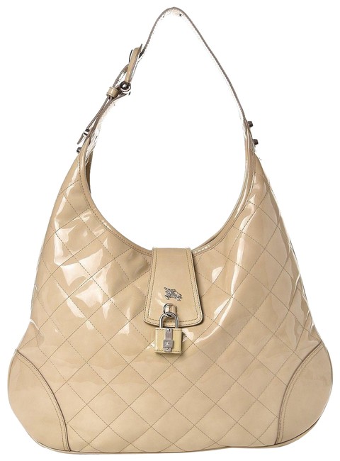 Burberry Brook Beige Patent Leather Hobo Bag