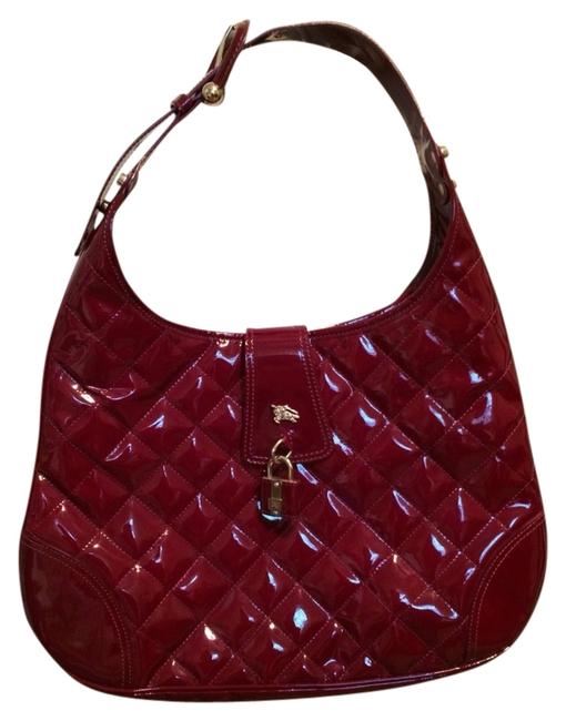 Burberry Brook Patent Burgundy Hobo Bag