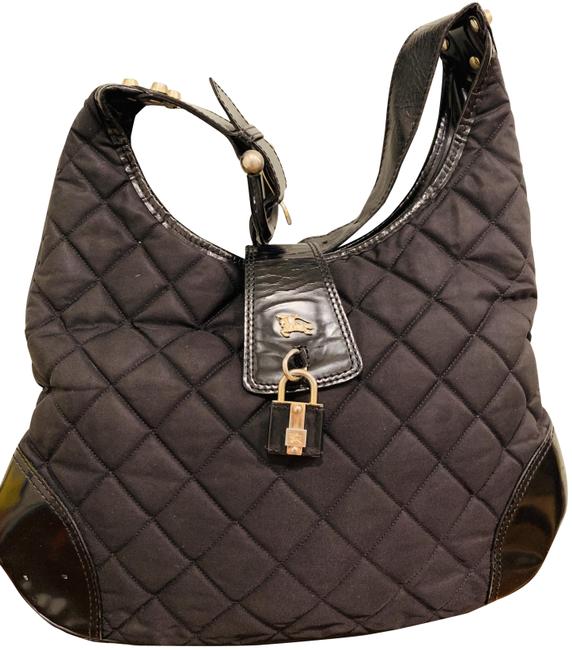 Burberry Brook Quilted Black Nylon leather Hobo Bag
