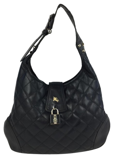 Burberry Brooke Black Quilted Leather Hobo Bag