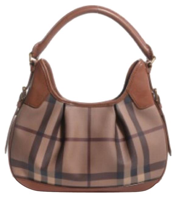 Burberry Brooklyn Check Tan LeatherPolyvinl Hobo Bag