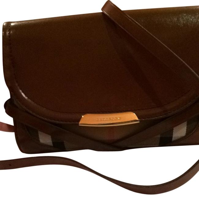 Burberry Brown Leather with Yellow Side Panels Cross Body Bag
