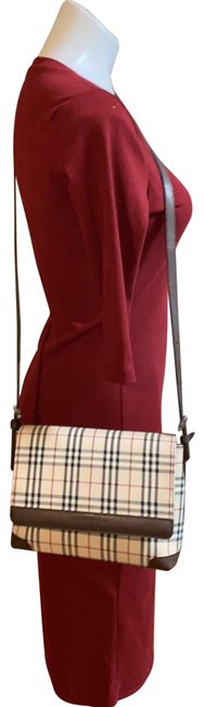 Burberry Brown Plaid Leather Cross Body Bag
