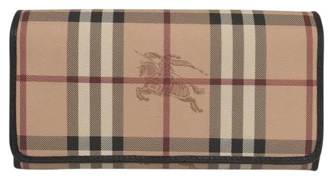 Burberry Brown Red Cream Leather Clutch