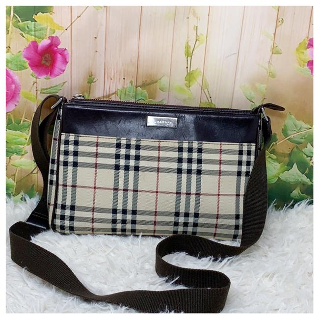 Burberry Brown White Canvas Cross Body Bag