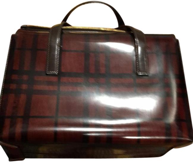 Burberry BrownBlack Polished Leather Hobo Bag